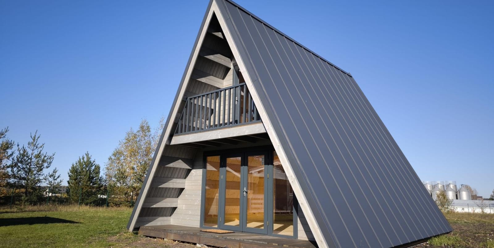 front view of an A-frame home that we designed and built.