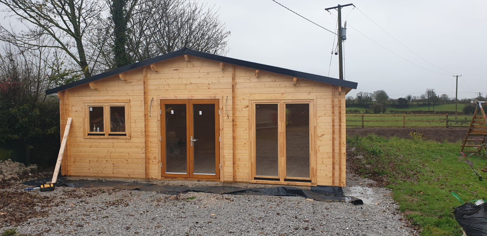 Timber shed built in a garden